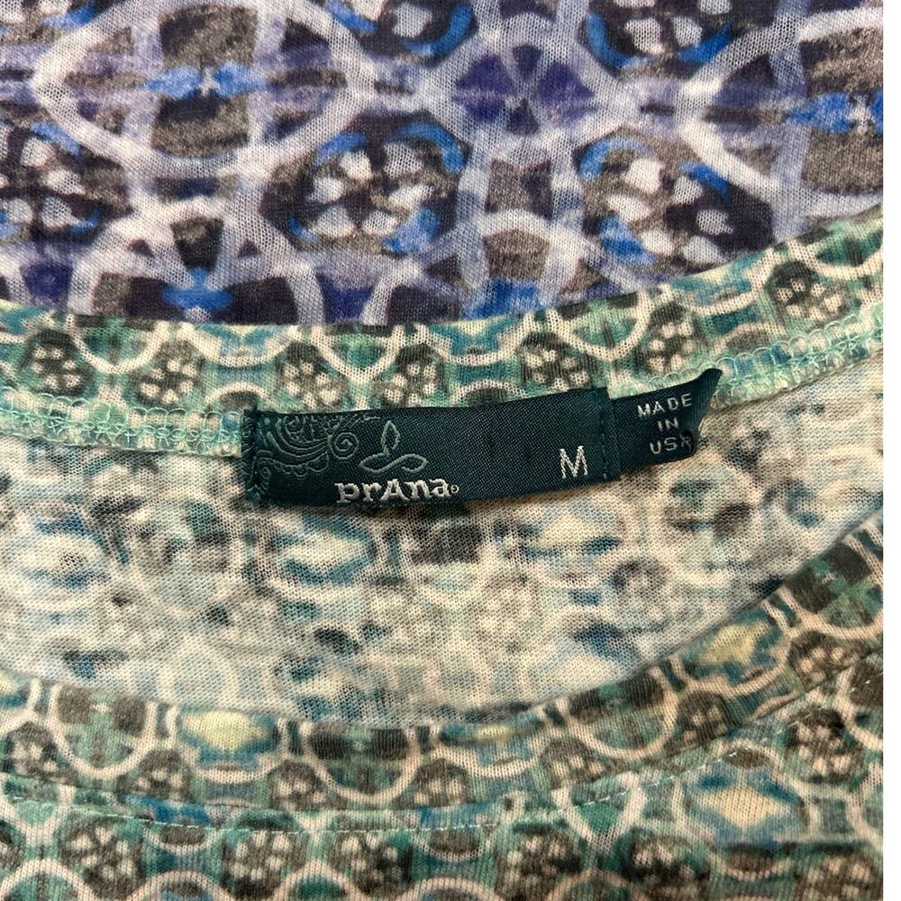 Prana Lottie Long Sleeve Burnout Top Womens Medium Hiking Granola Blue Green - Picture 2 of 5